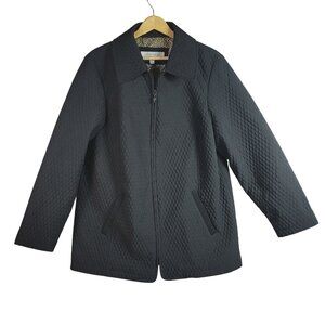 Liz Claiborne Quilted Jacket Black 1X Lightweight Full Zip Collar Zip Pockets